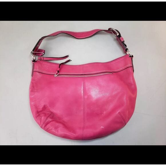Vintage Coach Hot Pink Pleated Leather Hobo Satchel F13731 - Picture 2 of 6